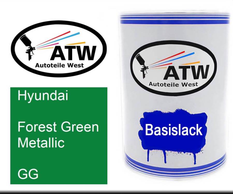 Hyundai, Forest Green Metallic, GG: 500ml Lackdose, von ATW Autoteile West.